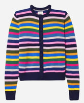 Christa Miller Shrinking S02 Rainbow Striped Cardigan